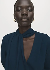 Draped dress with foulard