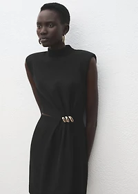 Dress with metal embellishment and cut-out