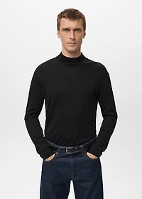 Long-sleeved t-shirt with perkins neck