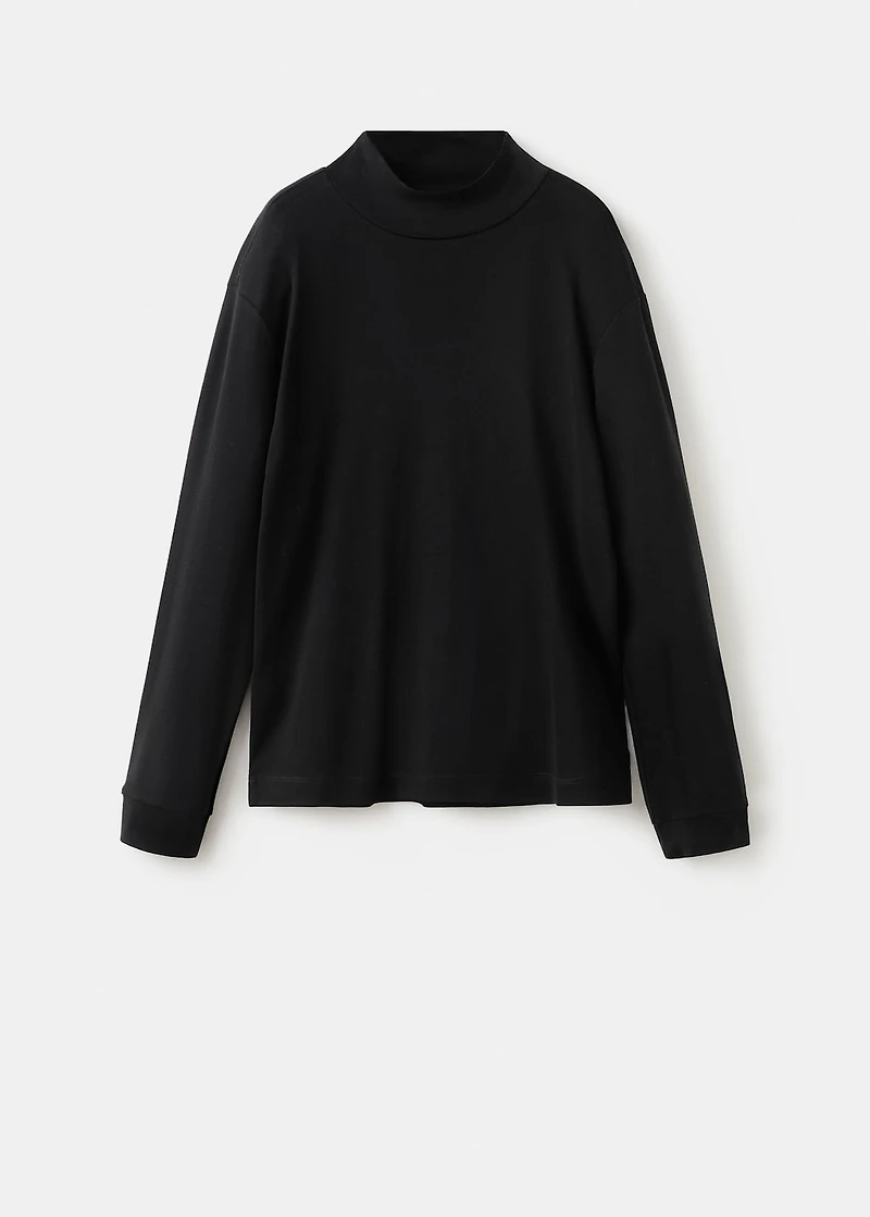Long-sleeved t-shirt with perkins neck