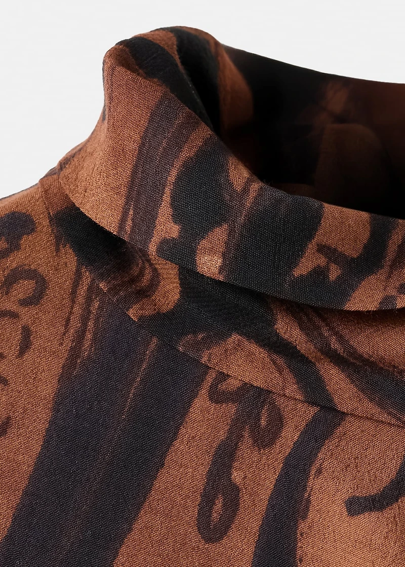 Paisley-print jumpsuit with belt