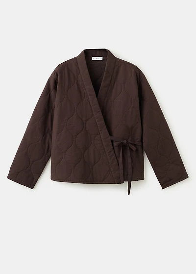 Quilted kimono with tie