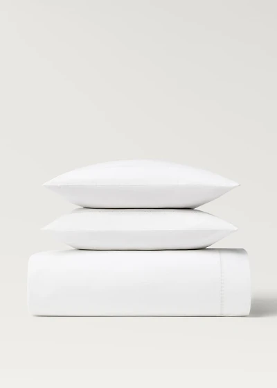 Cotton percale duvet cover with hemstitch for / cm bed