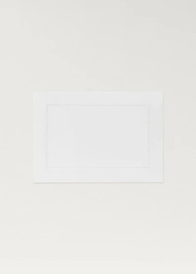 Embroidered hemstitched linen placemat