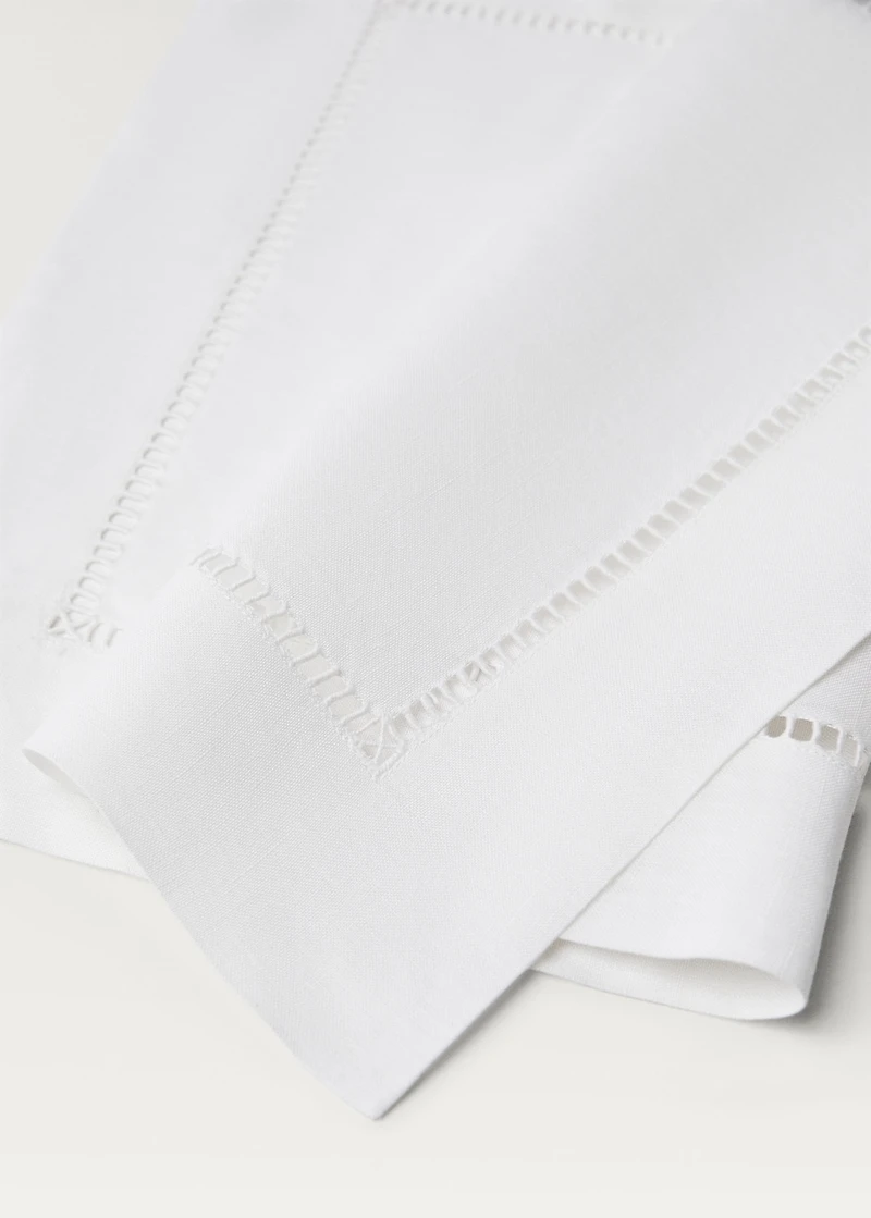 Embroidered hemstitched linen placemat