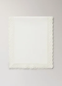 Jacquard linen lace floral table runner