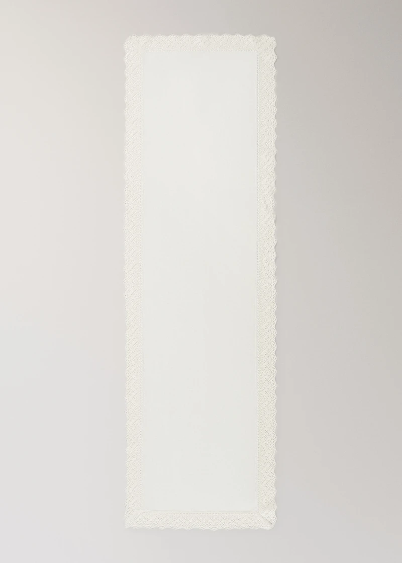 Jacquard linen lace floral table runner