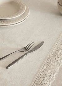 Jacquard linen lace floral table runner