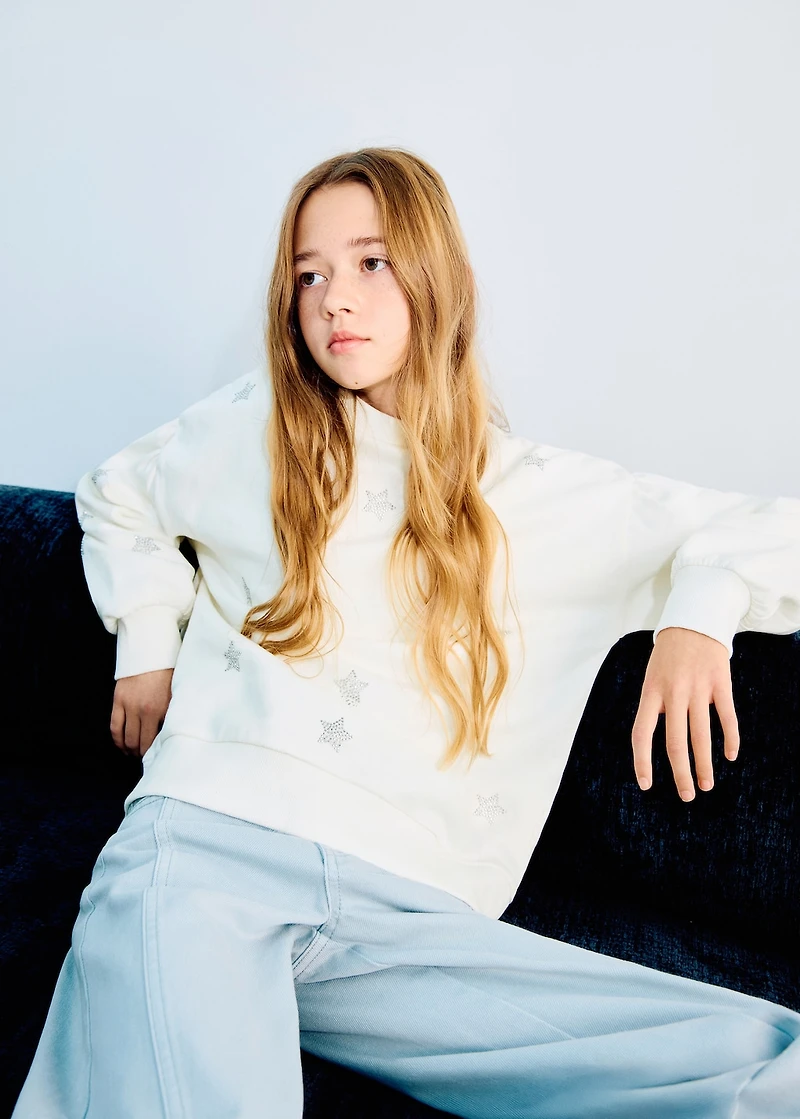 Sweatshirt with rhinestone stars