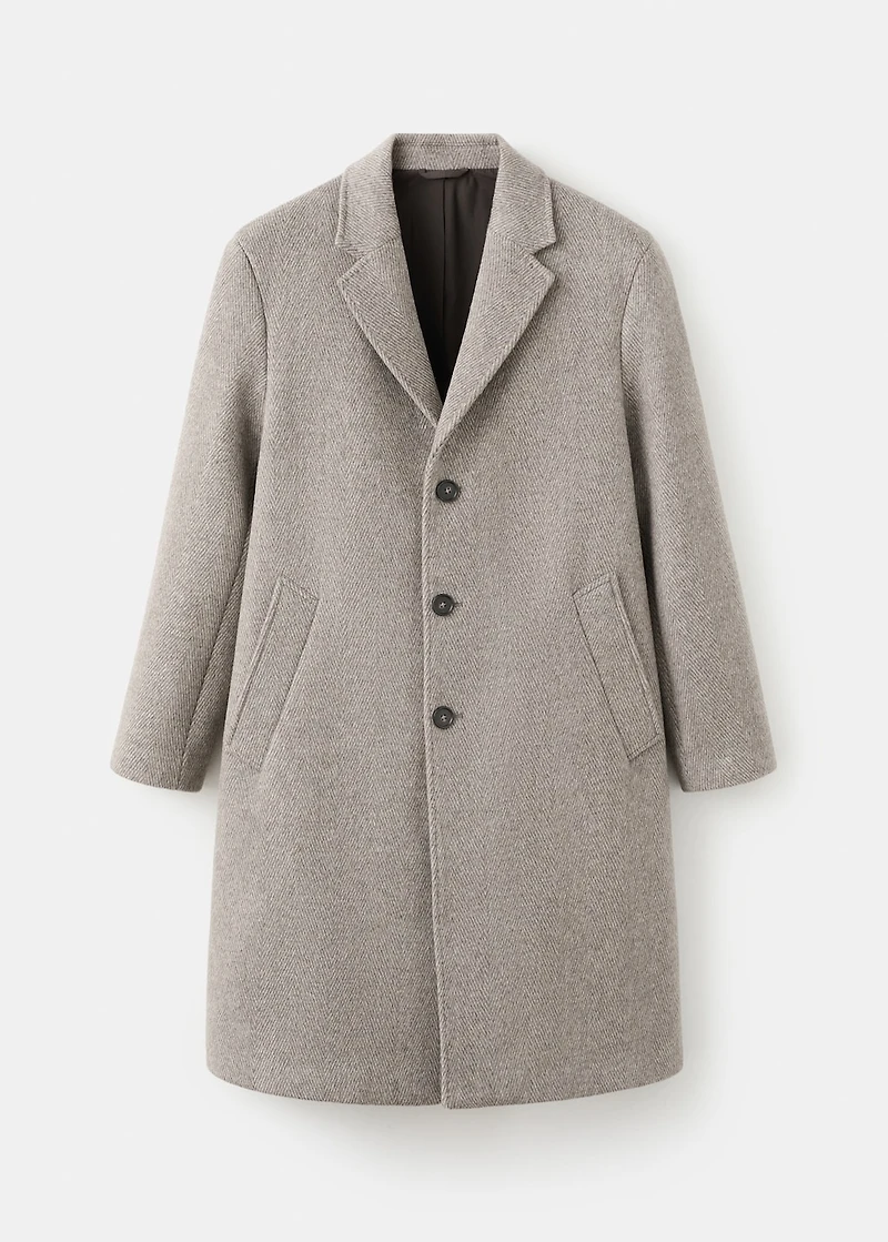 Herringbone structure wool coat