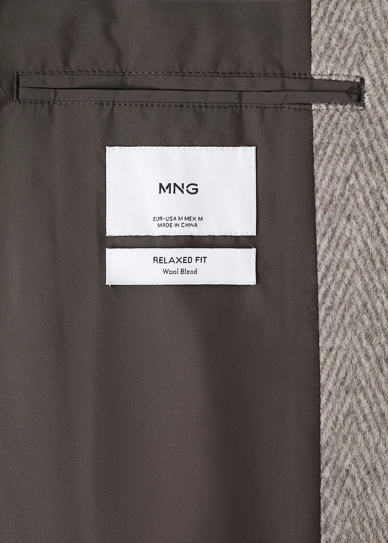 Herringbone structure wool coat