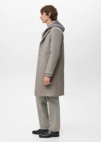 Herringbone structure wool coat