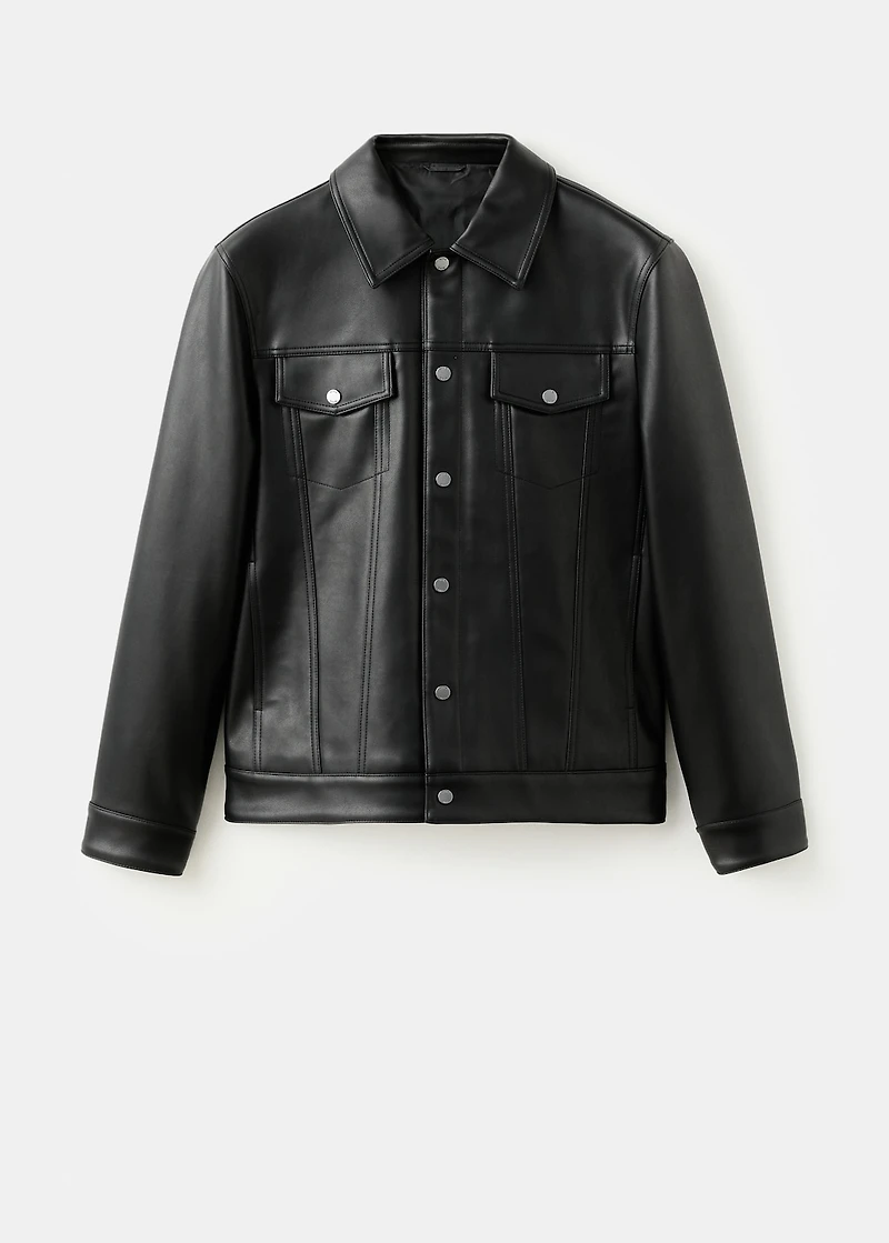 Faux-leather jacket with pockets