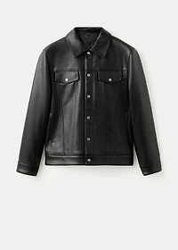 Faux-leather jacket with pockets