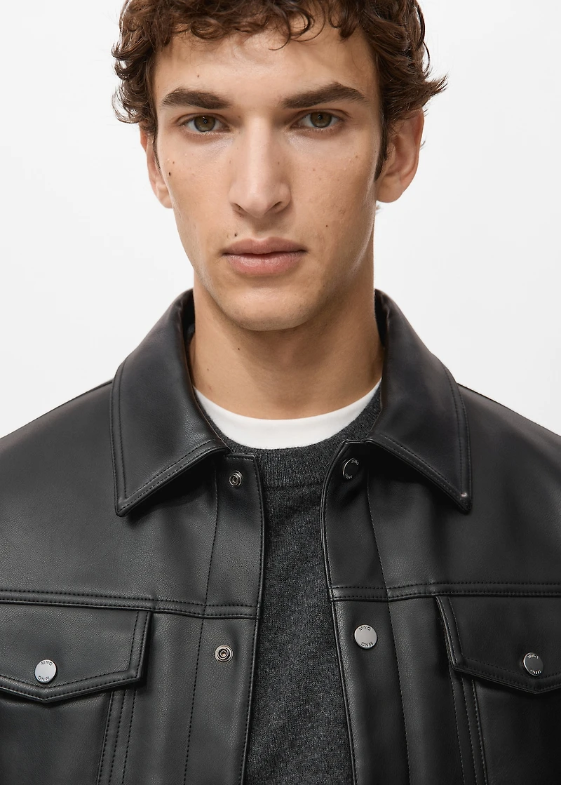 Faux-leather jacket with pockets