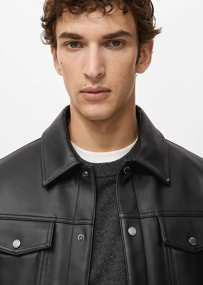 Faux-leather jacket with pockets