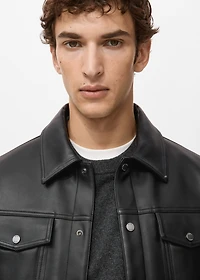 Faux-leather jacket with pockets