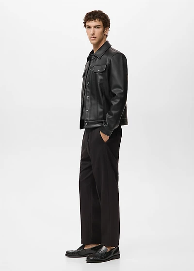 Faux-leather jacket with pockets