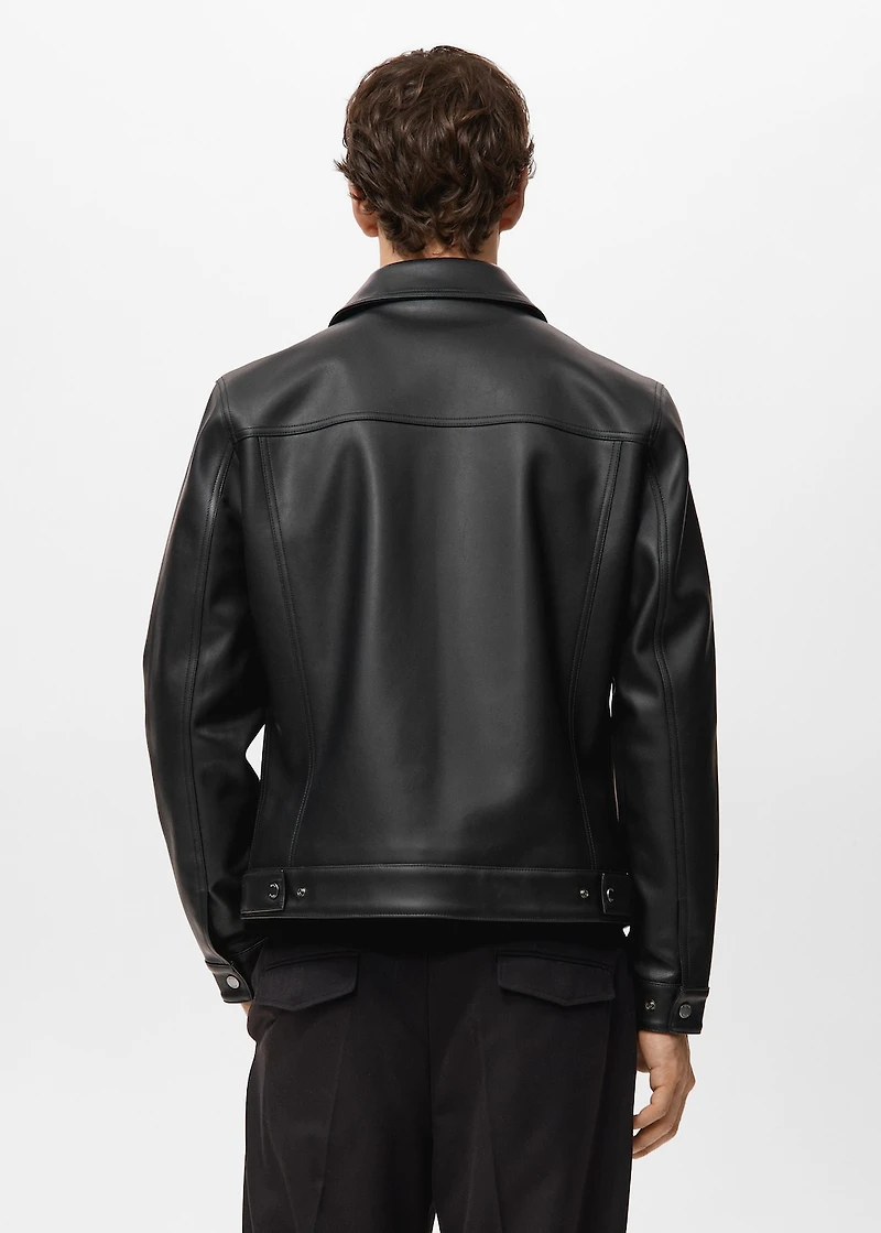 Faux-leather jacket with pockets