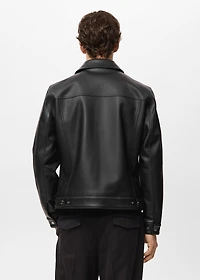 Faux-leather jacket with pockets