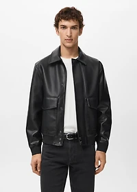 Faux-leather jacket with pockets