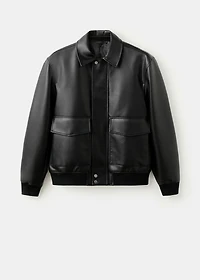 Faux-leather jacket with pockets