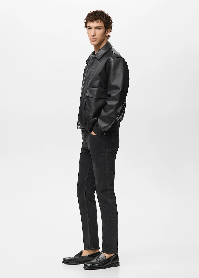 Faux-leather jacket with pockets
