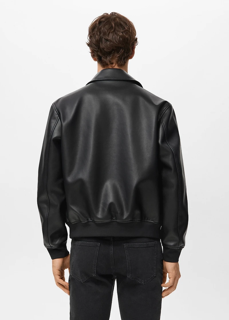 Faux-leather jacket with pockets