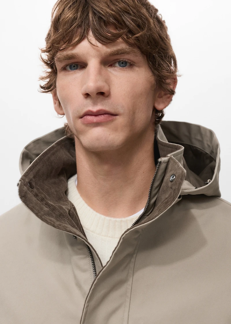 Parka with detachable inner hood