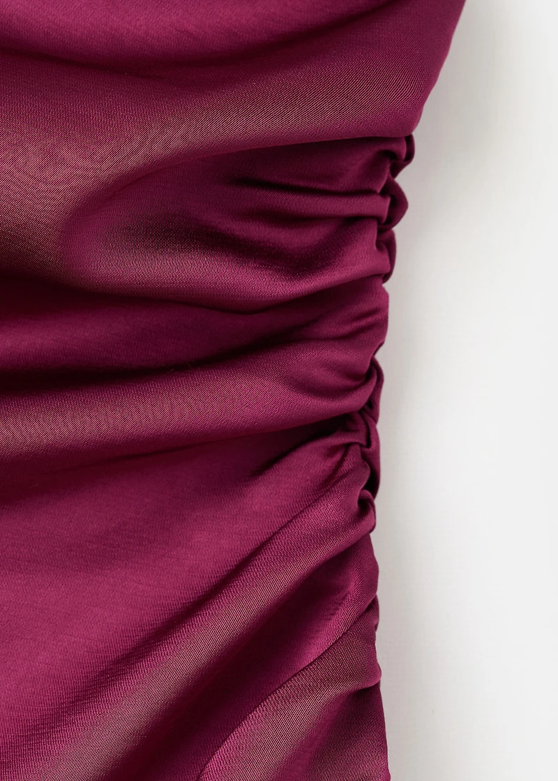 Asymmetrical satin dress with side slits