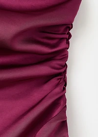 Asymmetrical satin dress with side slits