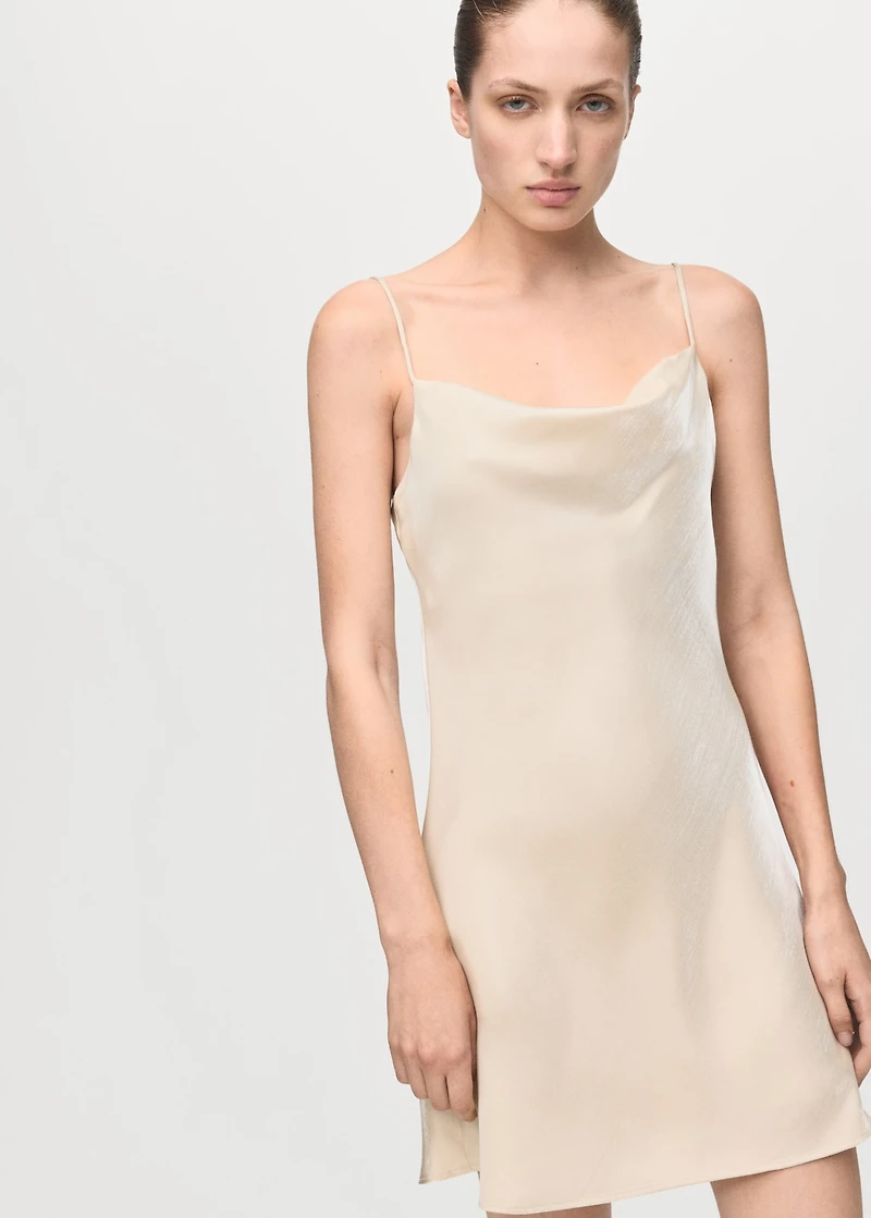 Satin dress with a low-cut neckline