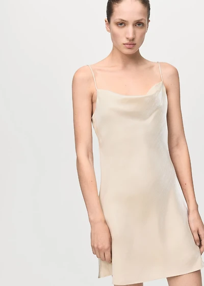 Satin dress with a low-cut neckline
