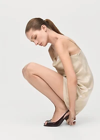 Satin dress with a low-cut neckline