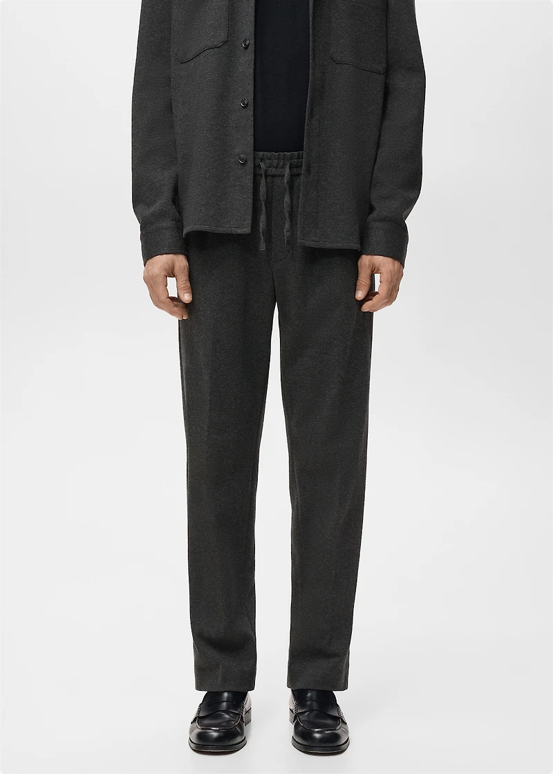 Flannel joggers with drawstring