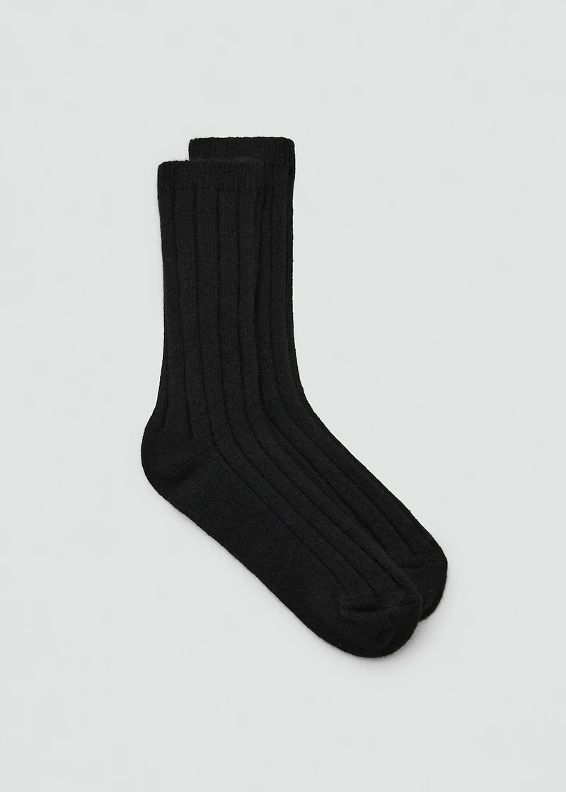 Ribbed wool blend socks