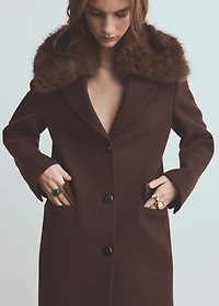 Wool coat with fur collar