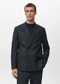 Boston slim-fit double-breasted suit blazer