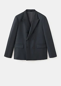 Boston slim-fit double-breasted suit blazer