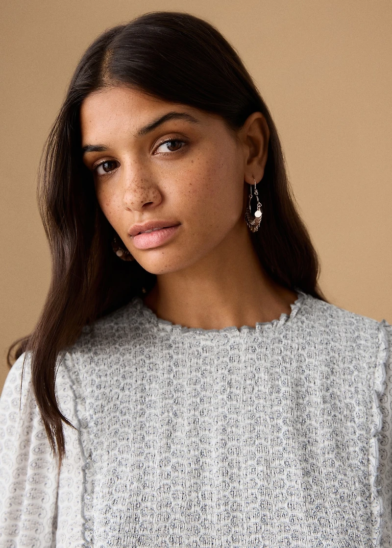 Ruched printed blouse