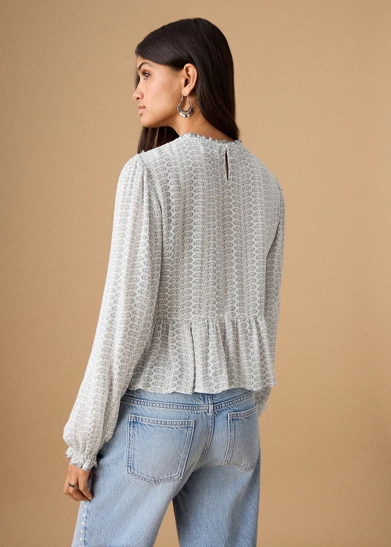 Ruched printed blouse