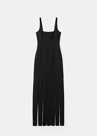 Low-cut dress with fringed hem