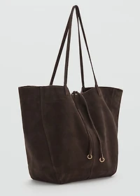 Suede shopper bag with bow closure