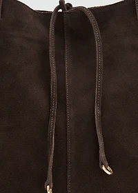 Suede shopper bag with bow closure