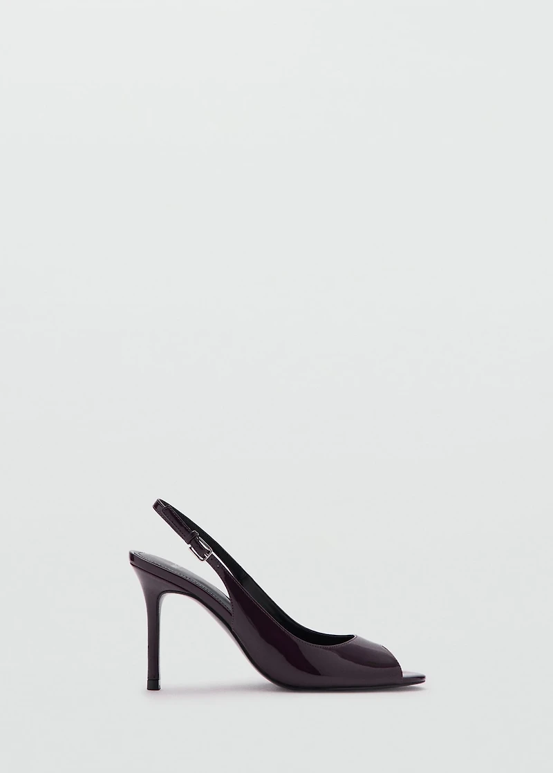 Patent leather peep-toe stiletto shoes