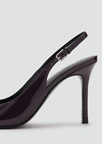 Patent leather peep-toe stiletto shoes