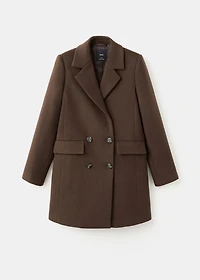 Double-breasted wool blend coat