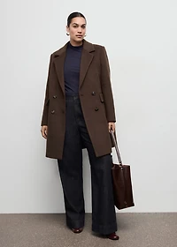 Double-breasted wool blend coat