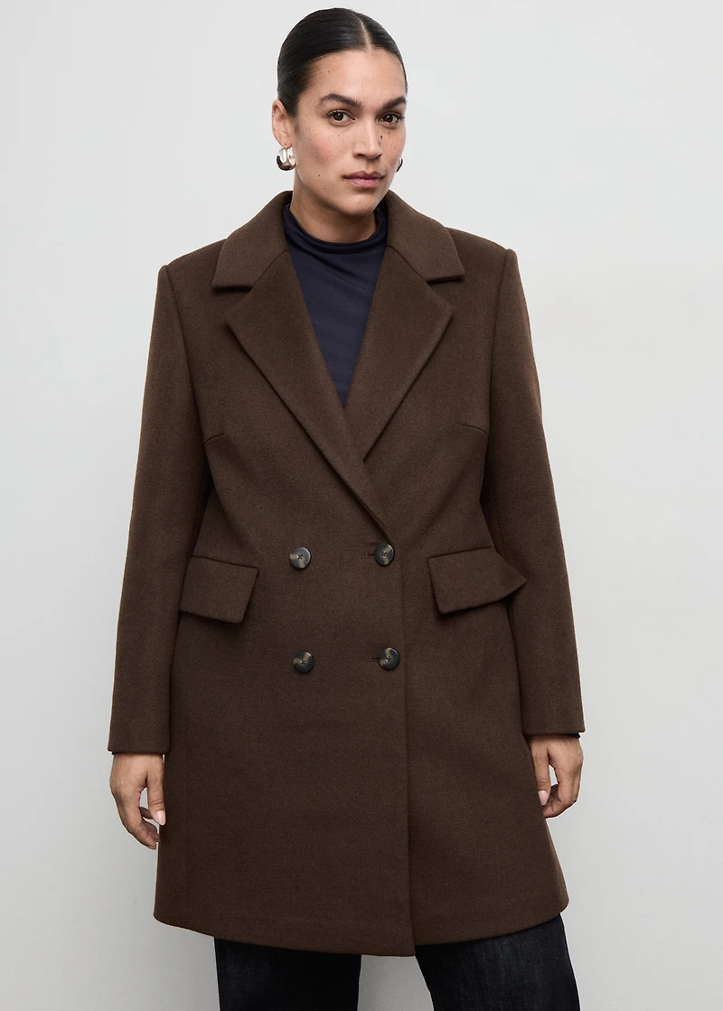 Double-breasted wool blend coat