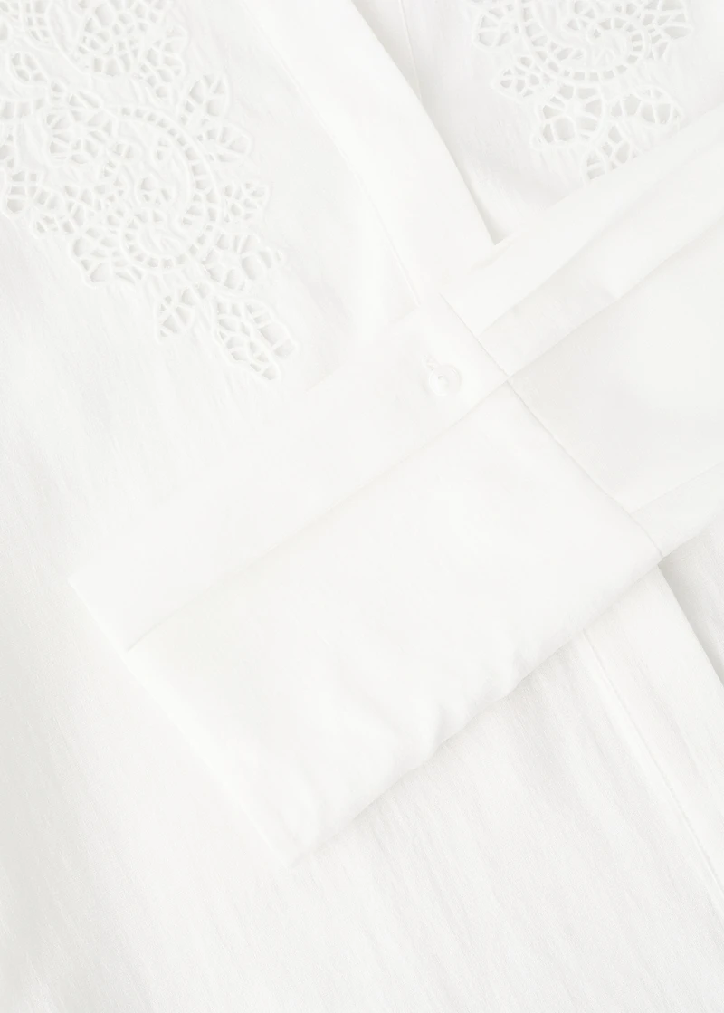 Embroidered shirt with lace accents